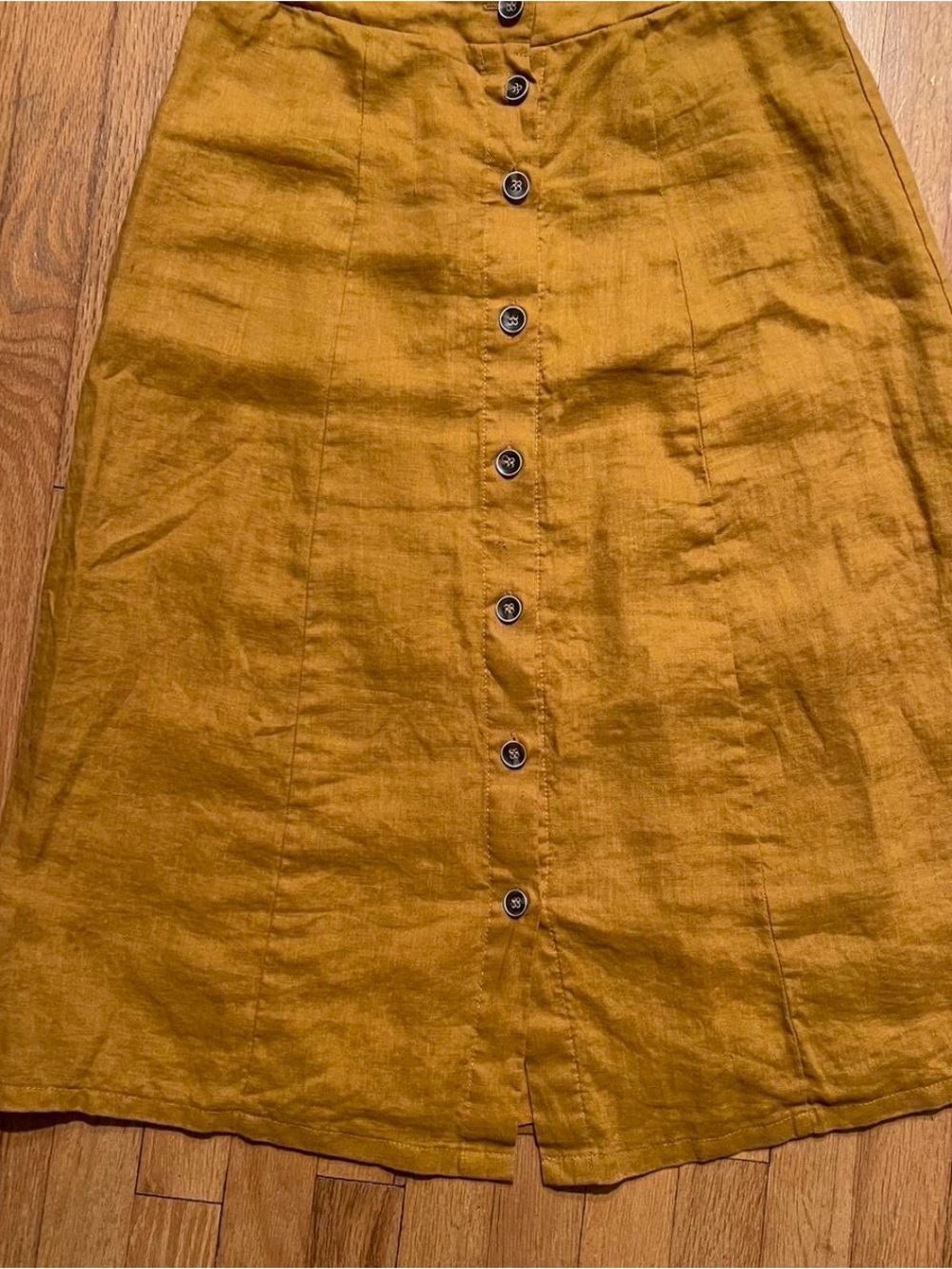 Forever 21 Mustard Yellow Button-Front Midi Skirt